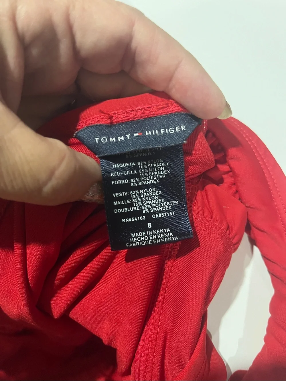 Tommy Hilfiger Red Girls One-Piece Ruffle Swim Suit